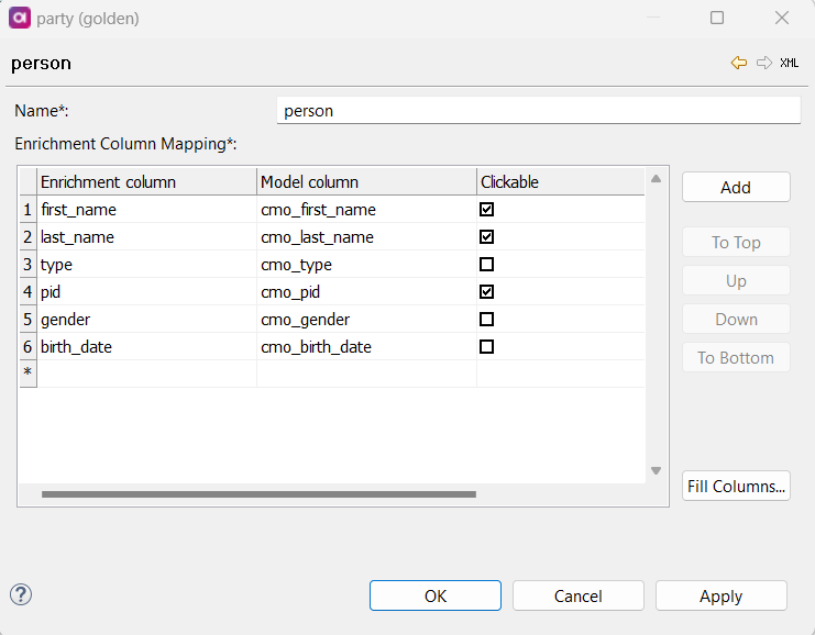 Defining enrichment settings