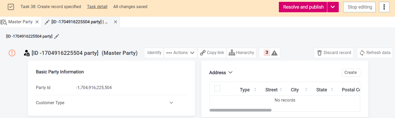 Identify button on creation tab