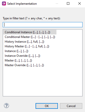 Selecting implementation