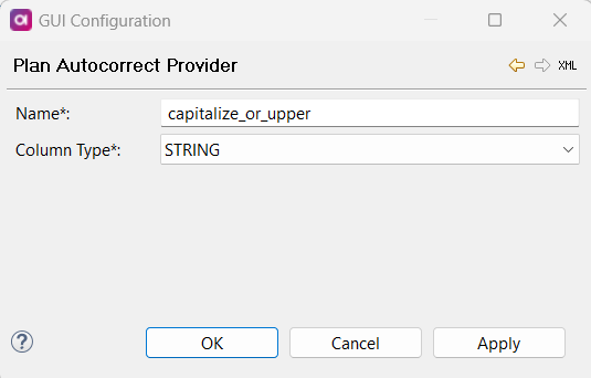 Plan Autocorrect Provider window