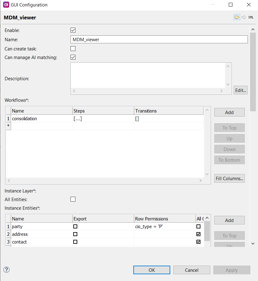 Role permissions settings tab