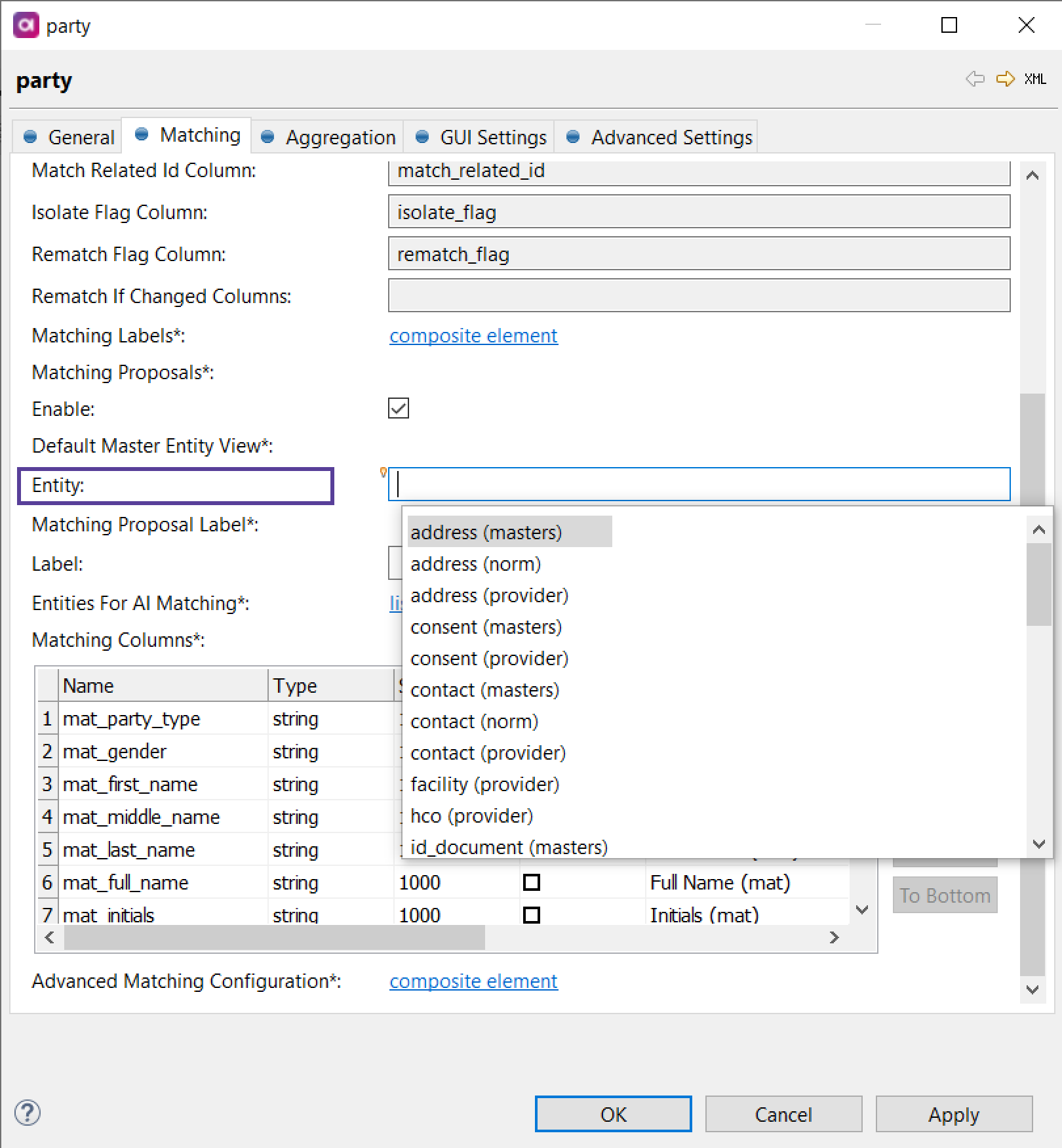 Adding entities for AI Matching