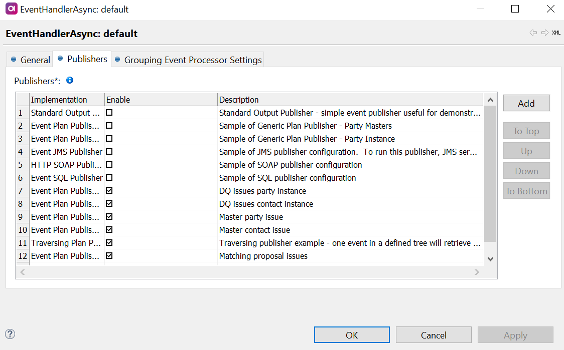 EventHandlerAsync default Publishers tab