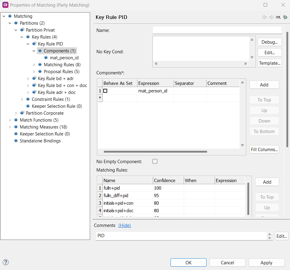 Key rule tab