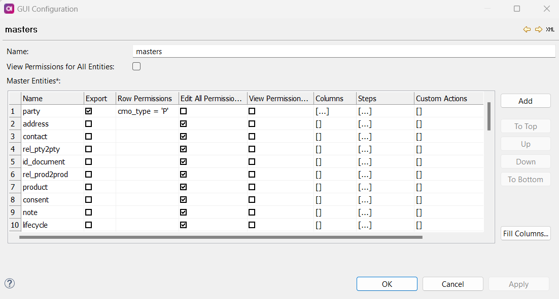 Master Layer tab