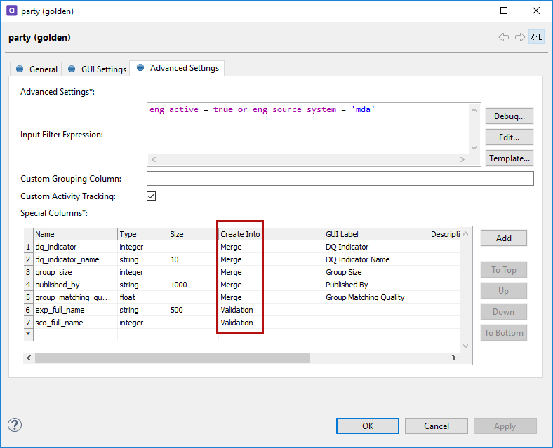 Advanced Settings tab