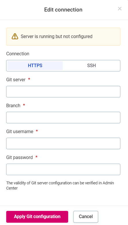 Edit connection window