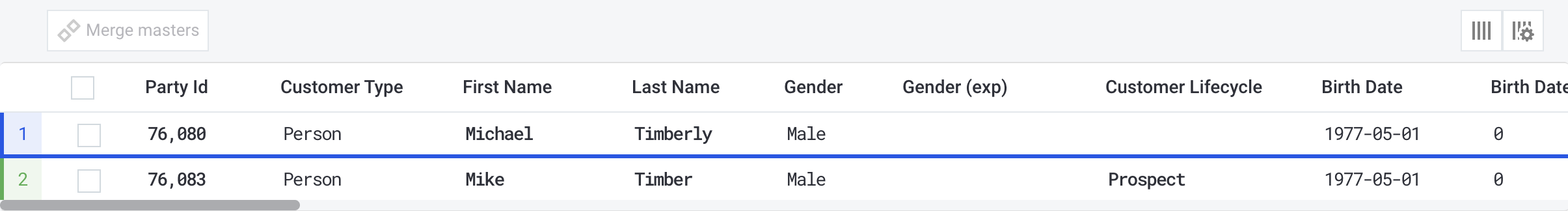 Horizontal compare view