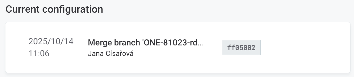 Current configuration section