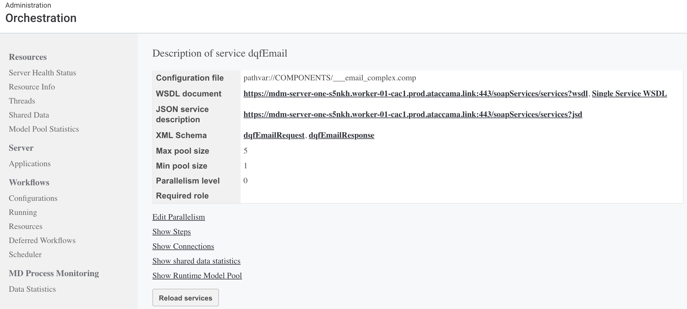 Server application - Service details