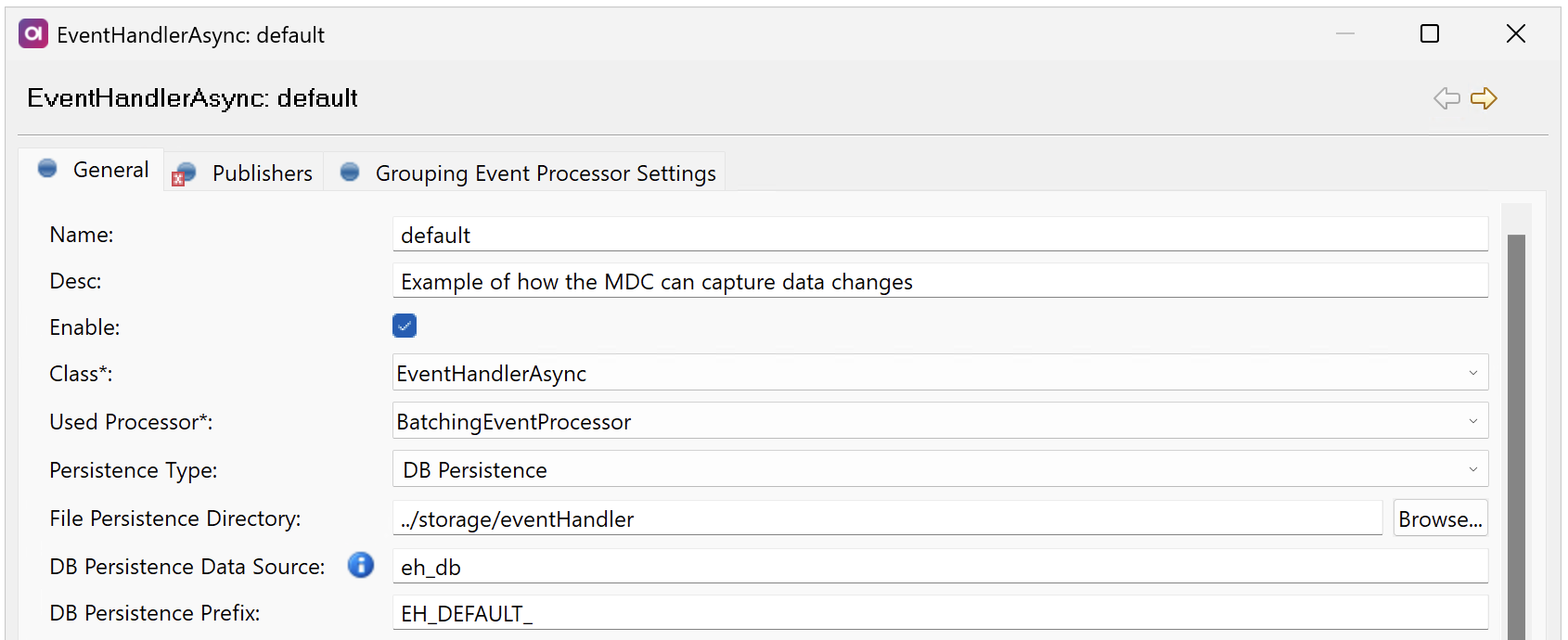 EventHandlerAsync default Persistance settings