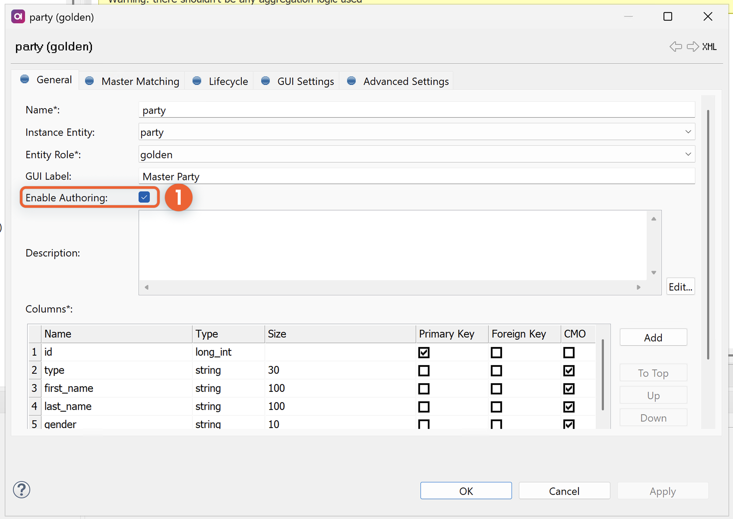 Master entity General tab - Enable authoring