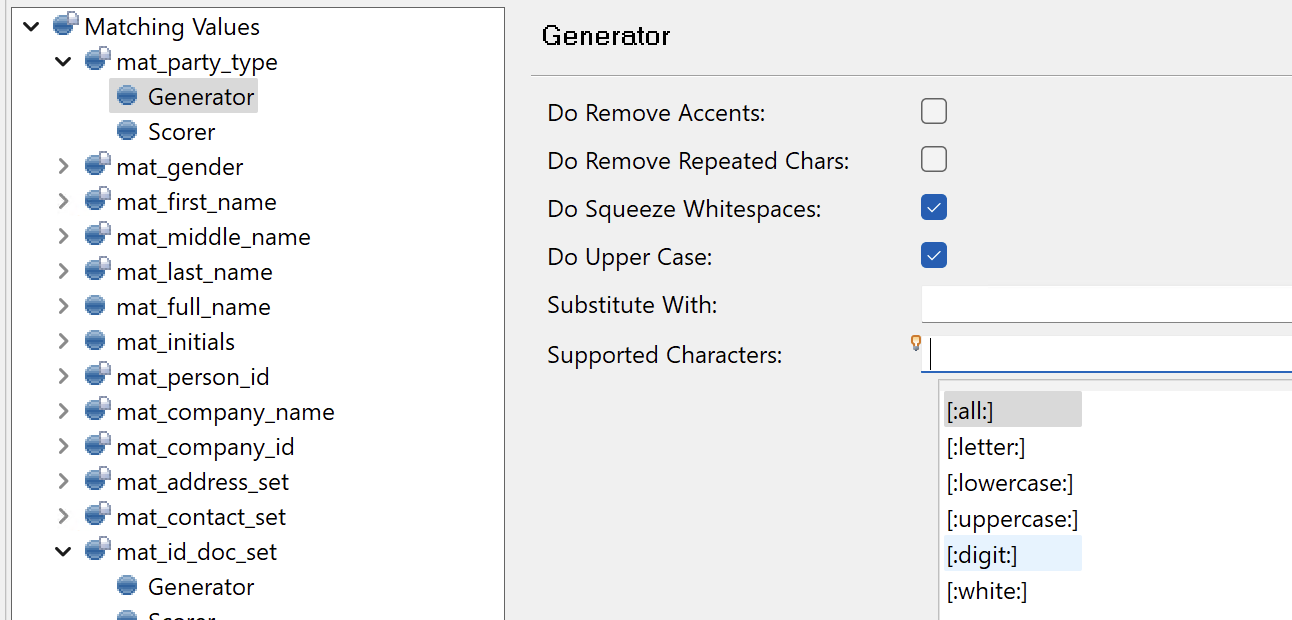 Matching values - Configure Generator