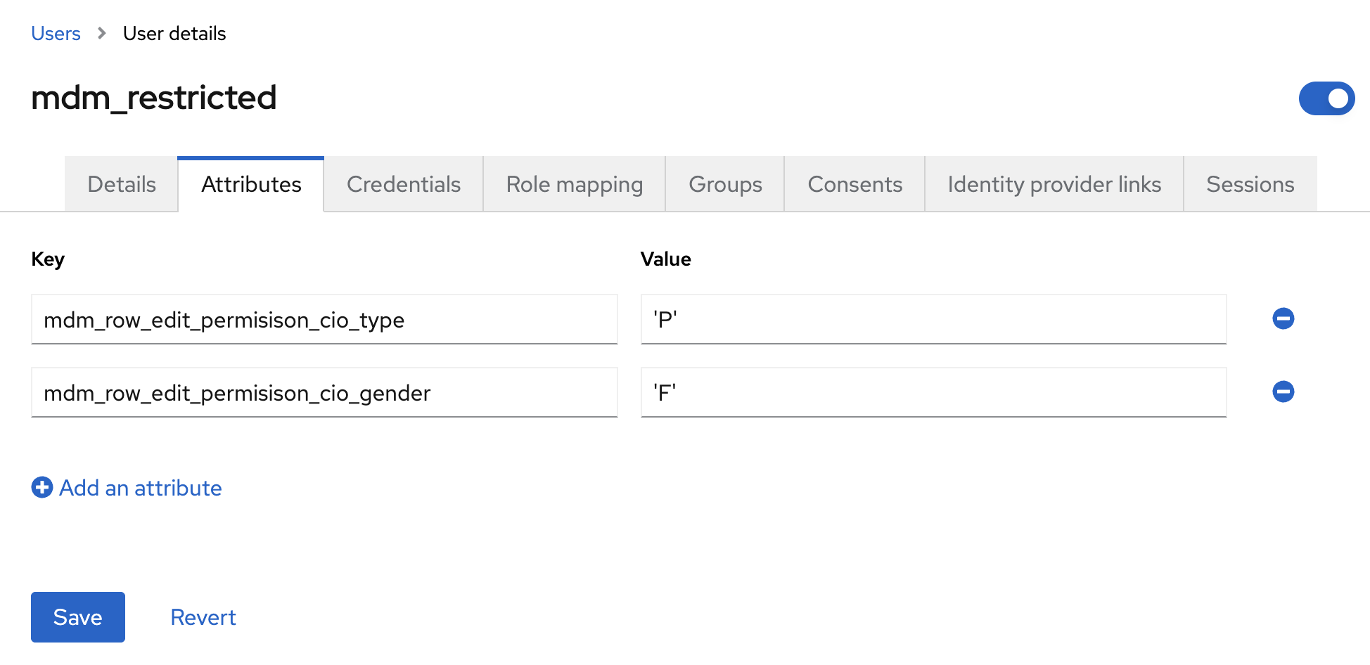 Keycloak user detail custom attribute