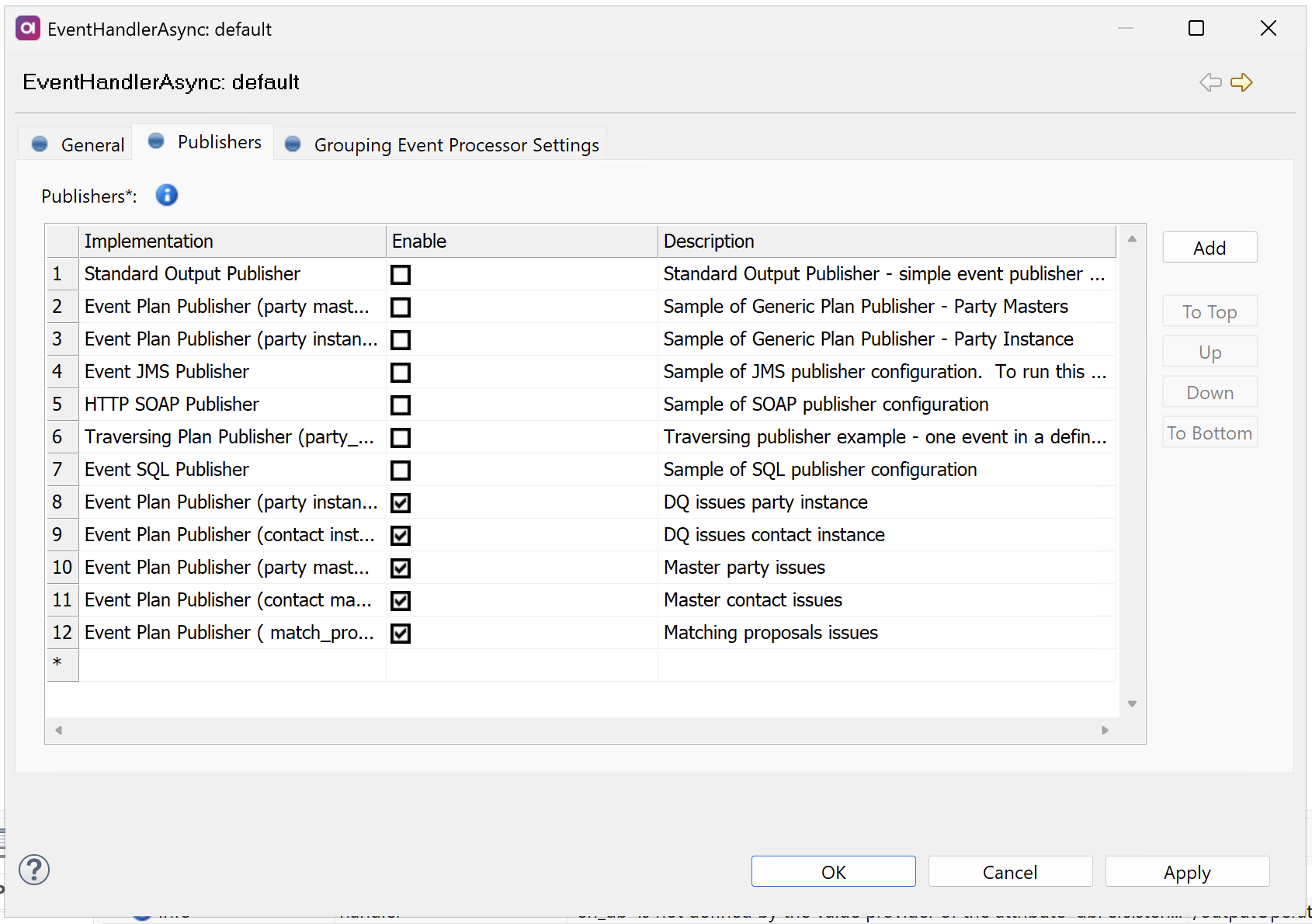 EventHandlerAsync default Publishers tab