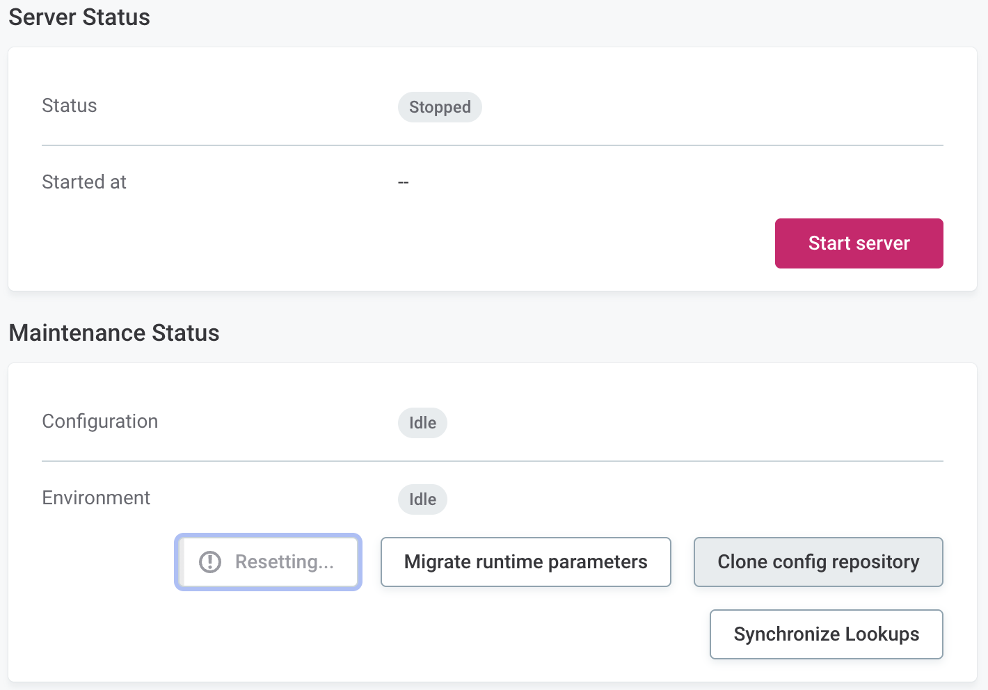 Running environment status