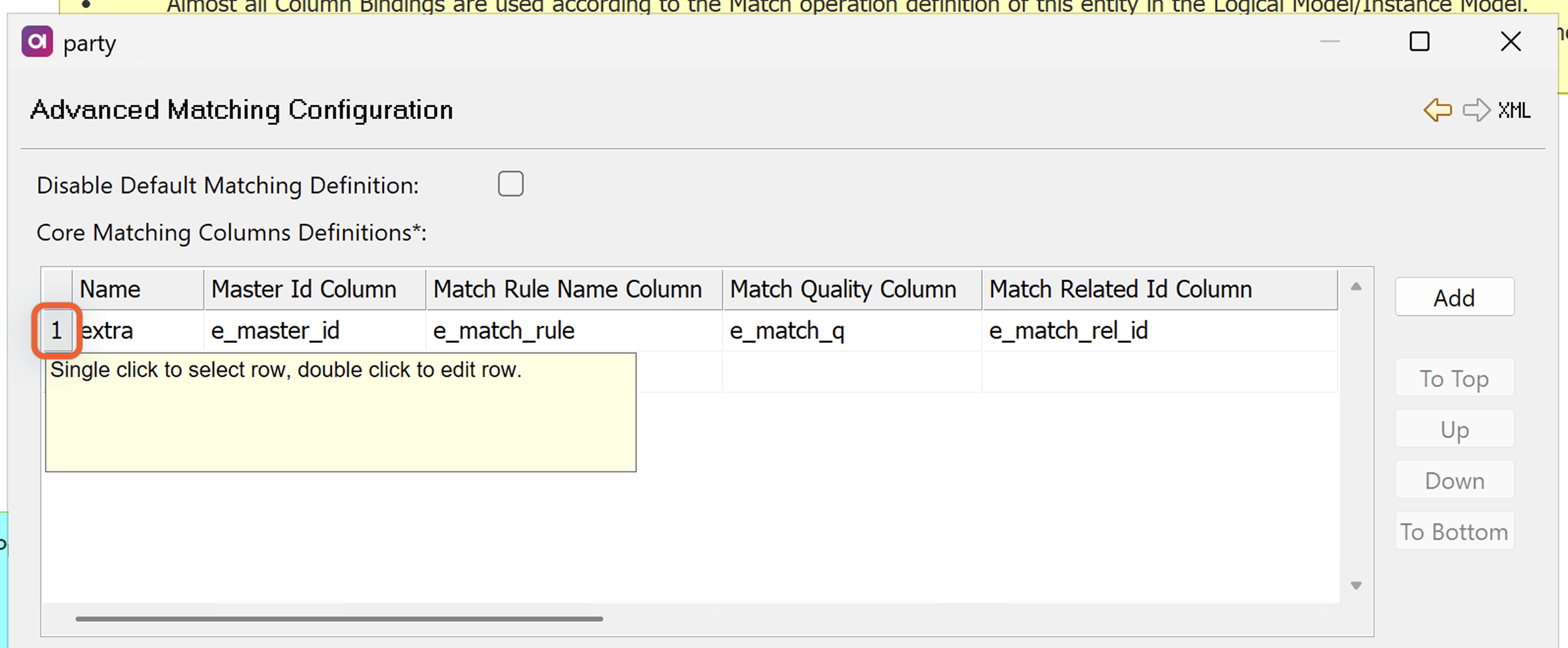 Advanced matching configuration - Advanced matching step properties