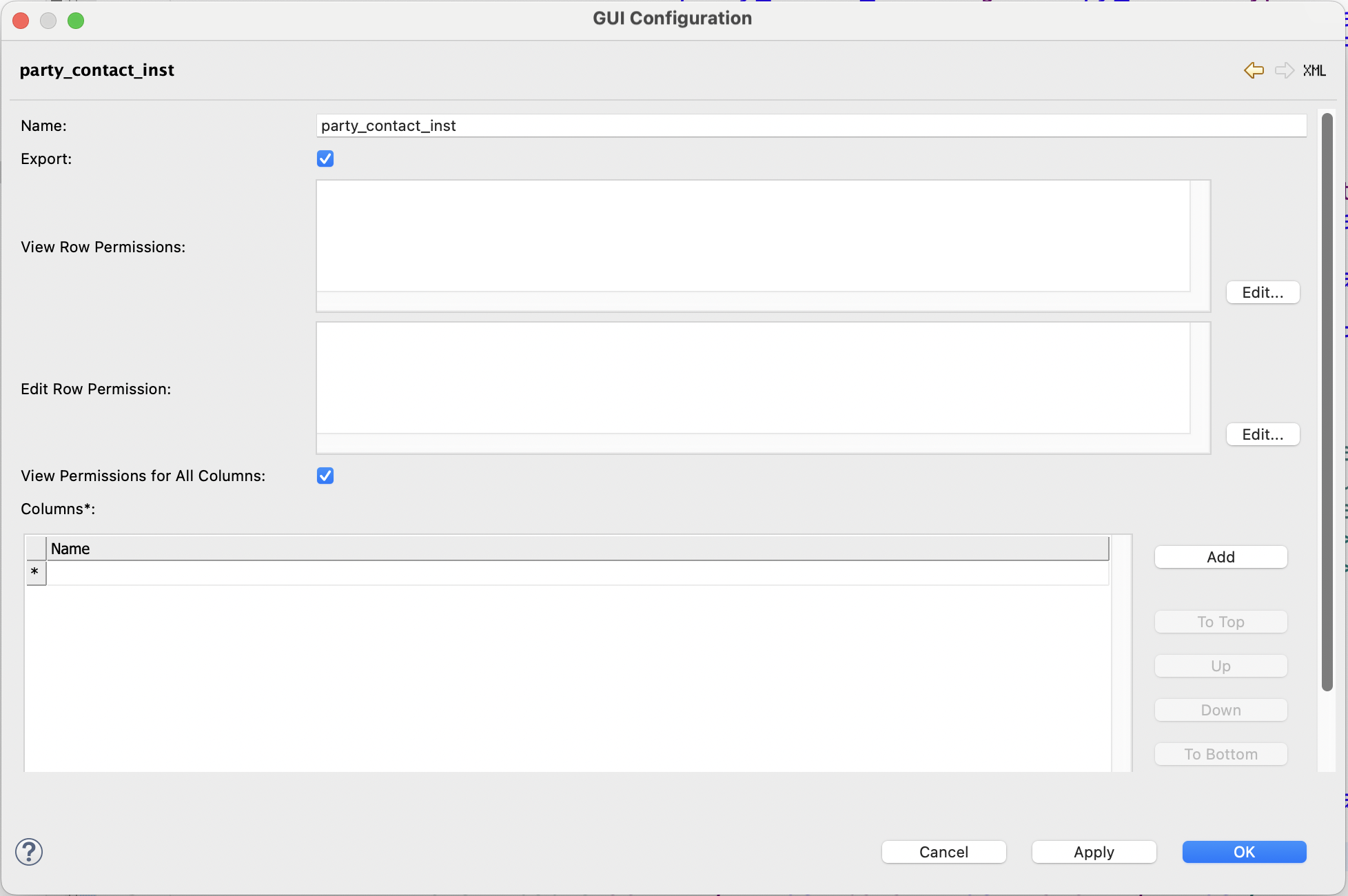 Dataset permissions tab