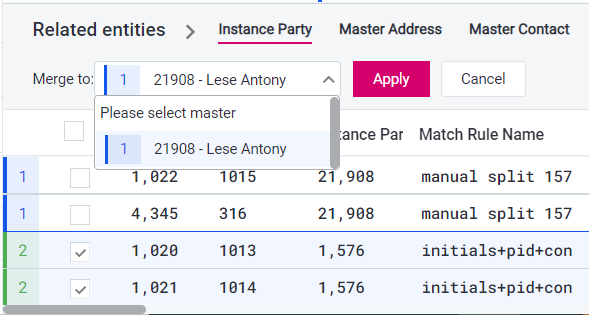 Merging instance to different master