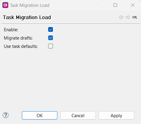 Task Migration Load tab