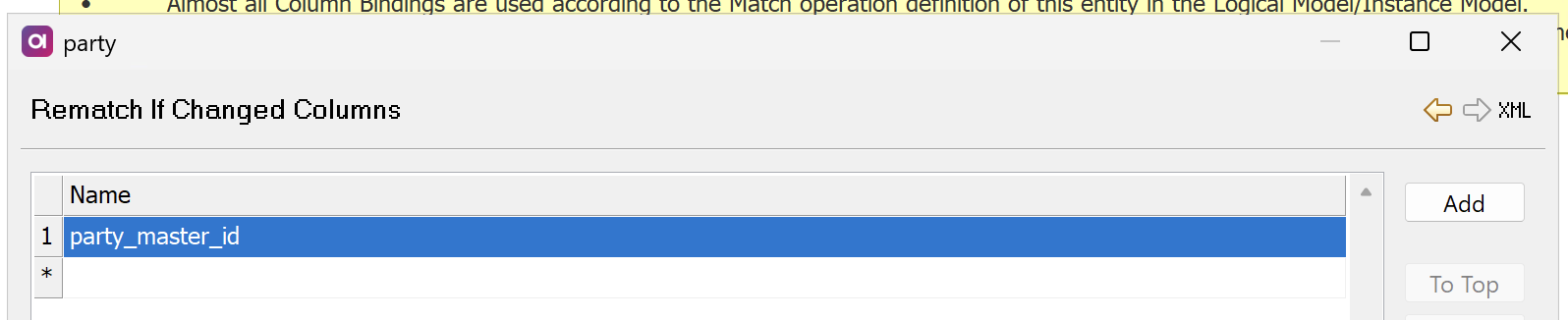 Advanced matching configuration - Rematch If Changed configuration