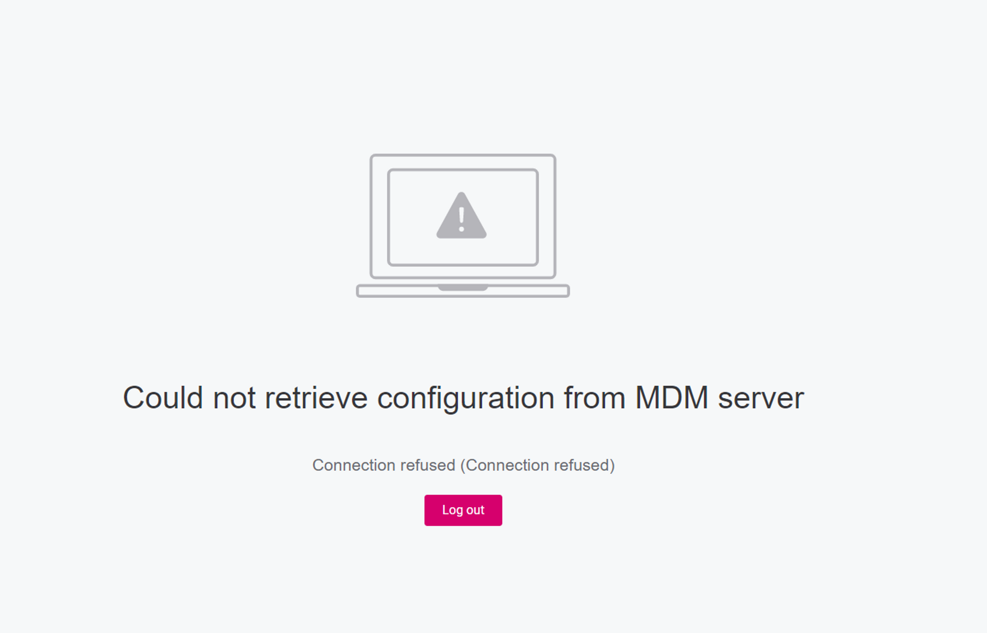 MDM Server failure message