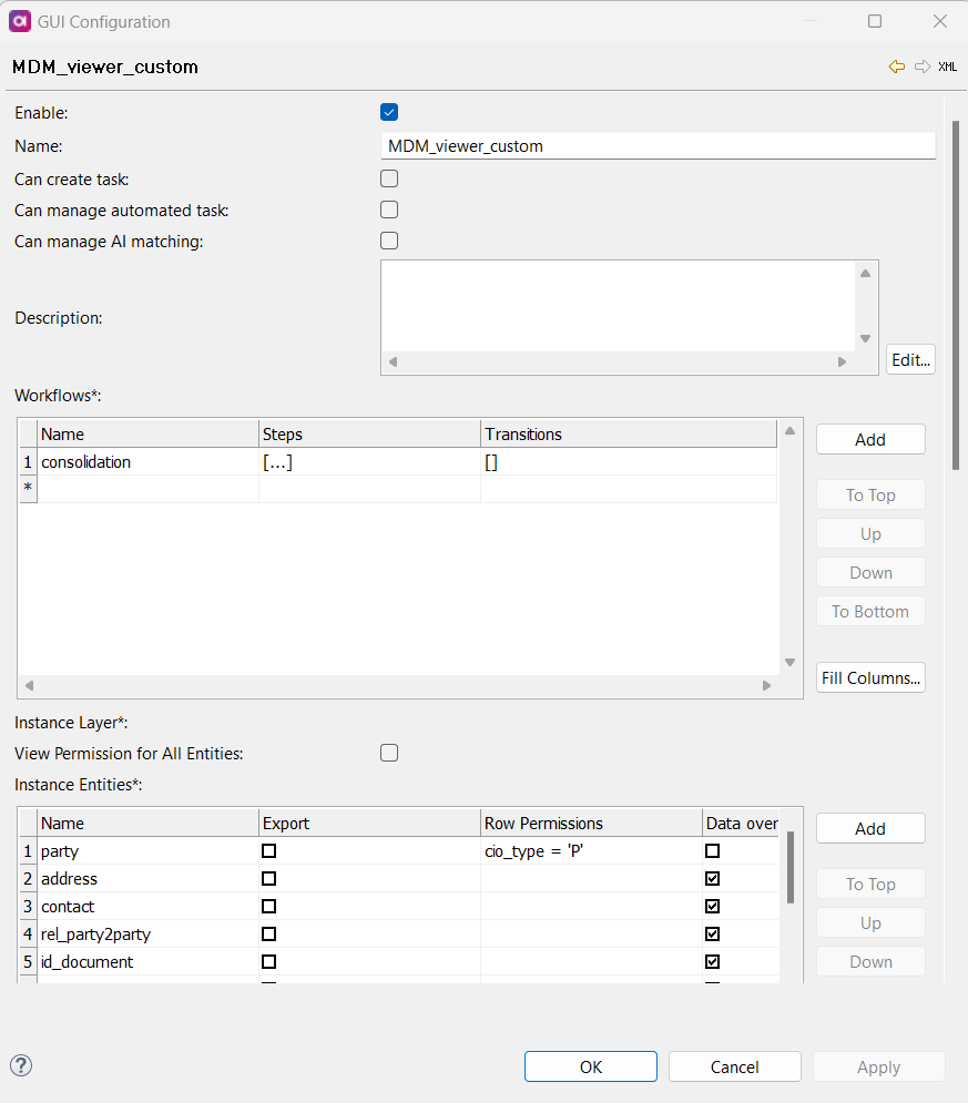 Role permissions settings tab