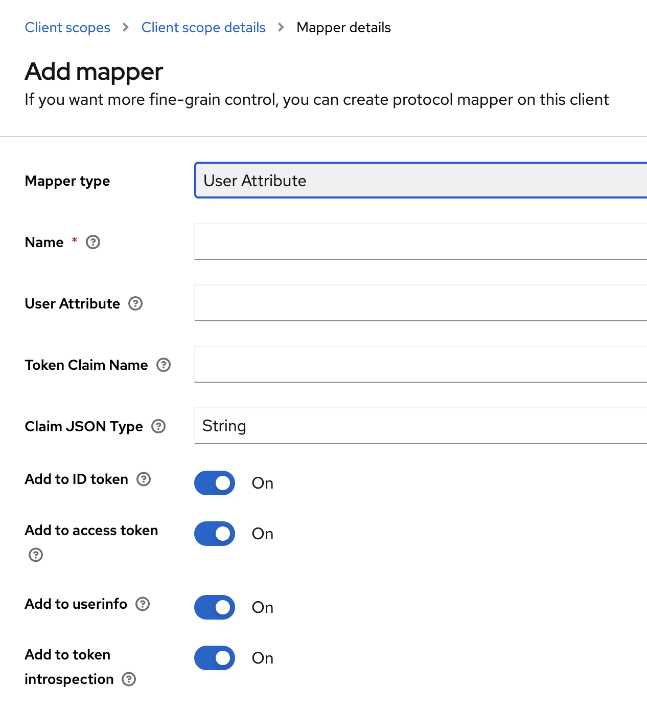 Keycloak client scopes new mapper
