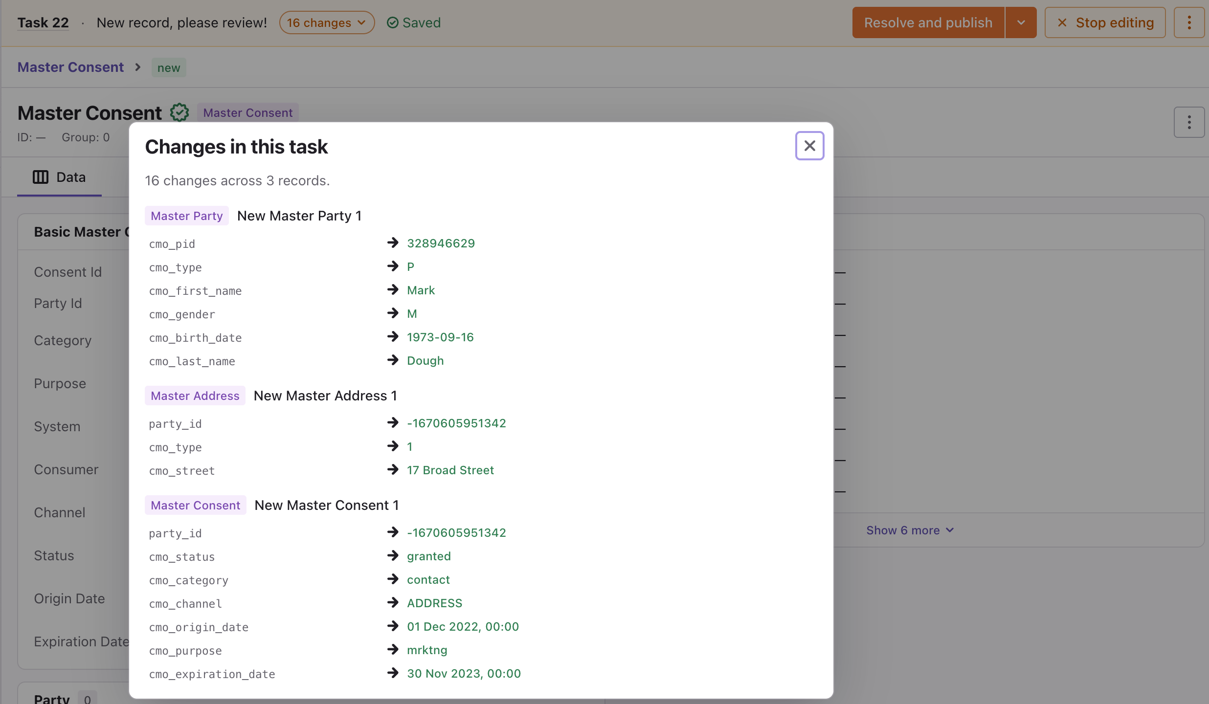 Summary of changes in the toolbar