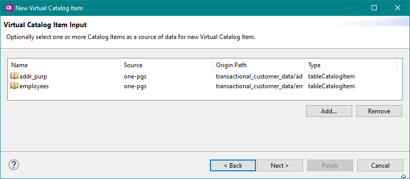 Virtual catalog item - configuration