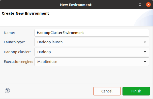 Create a new environment - Hadoop