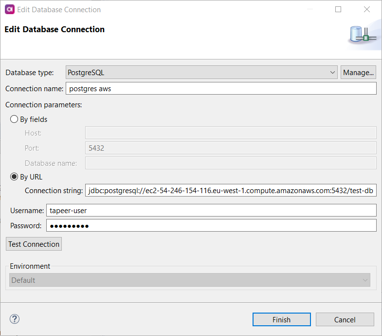 Edit database connection