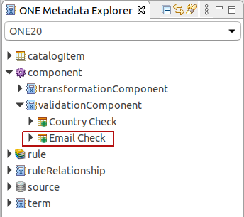 Select component in Metadata Explorer