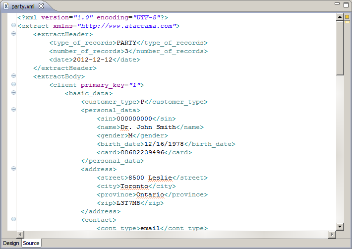 XML Editor - Source view