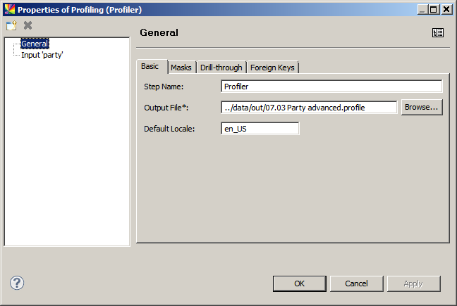 Profiling step - Basic settings