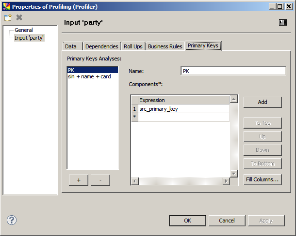 Input category - Primary key analysis