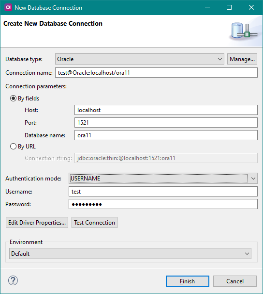 Configure new database connection