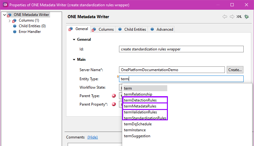 Configure ONE Metadata Writer wrappers