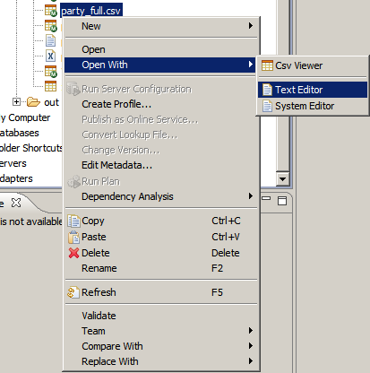 Open a data file in the Text Editor