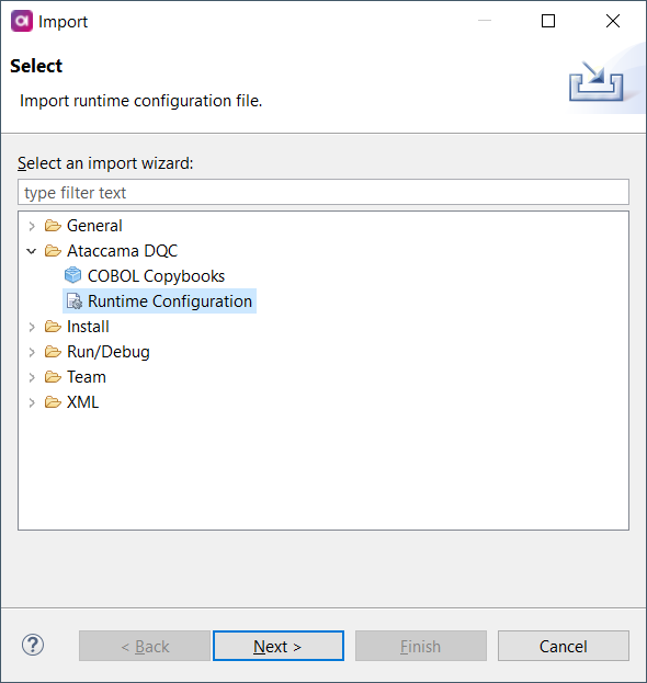 Import runtime configuration