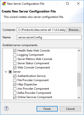 Create new server configuration