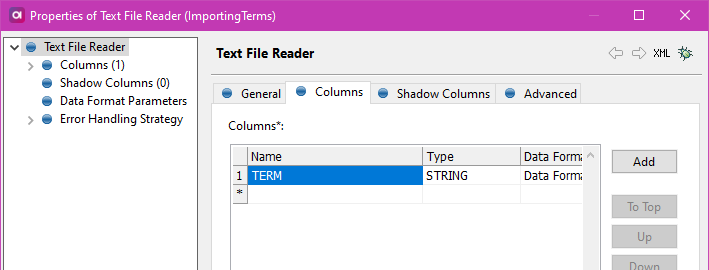 Configure Text File Reader