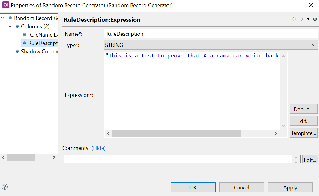 Rule description expression