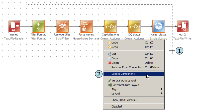 Select steps for components