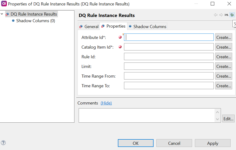 DQ Rule Instance Results - Properties