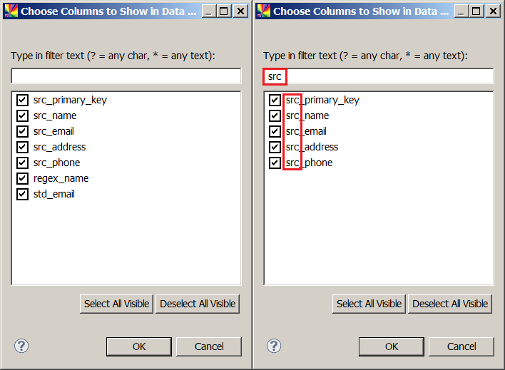 Select columns to display