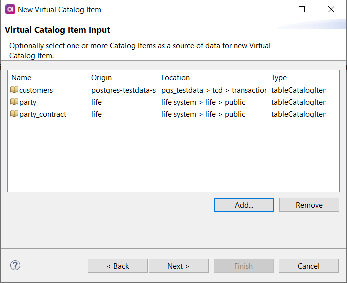 Virtual catalog item - configuration