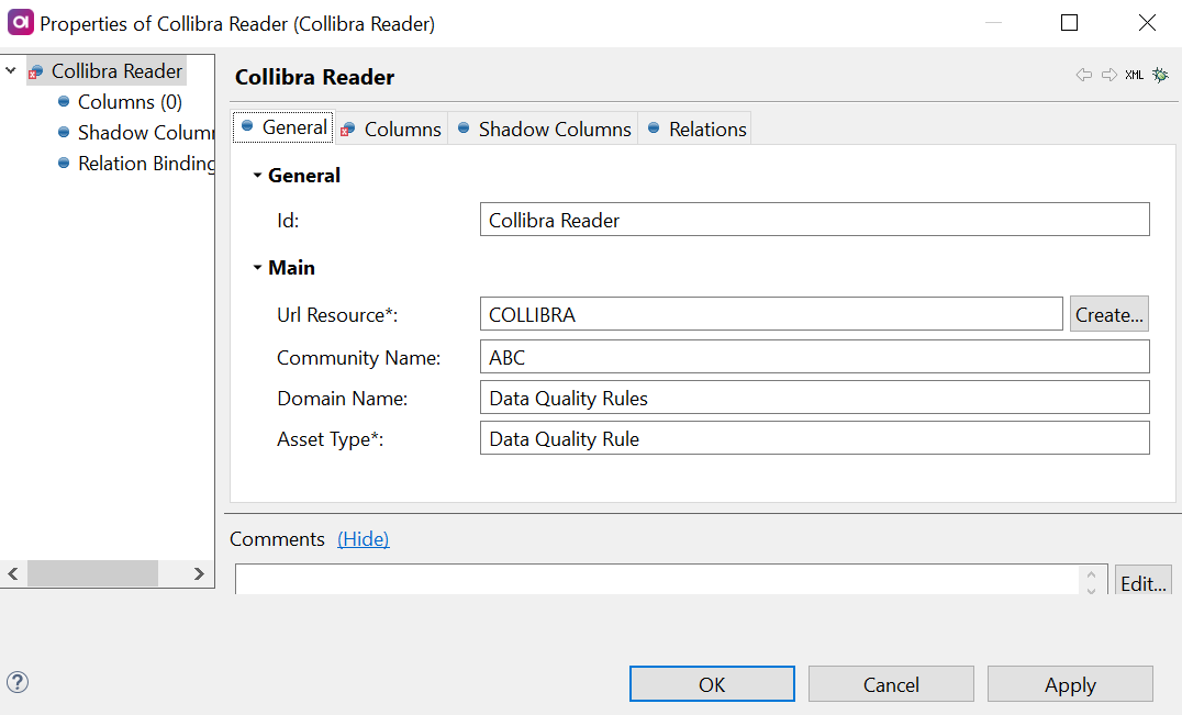 Collibra Reader - General properties