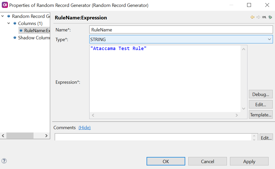 Rule name expression