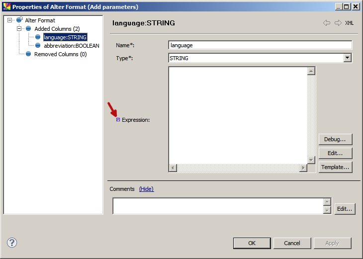 Parameter sign next to step property